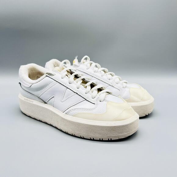 New Balance Shoes Mens 6 White Leather Platform Low Top Lace Up Casual Sneakers main image 9